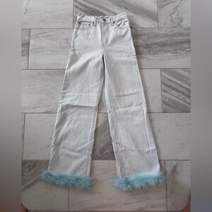 Levi’s Ribcage Wide Leg Jeans with Blue Feather Trim